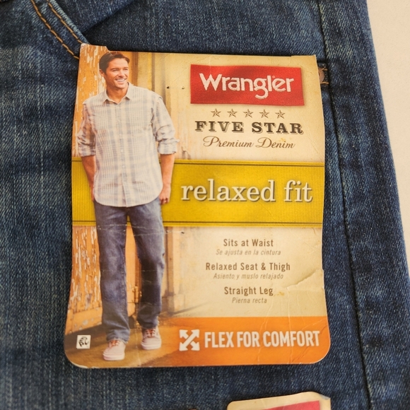 Wrangler Five Star Jeans Men’s 36x29 (Fits 36x30) Blue Cowboy Relaxed Fit Flex - Picture 6 of 14